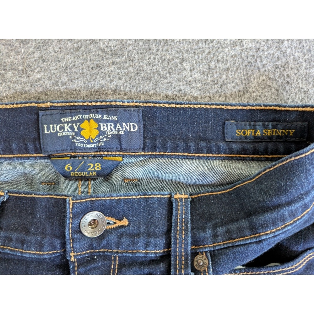 Lucky Brand Jeans Women's 6/28 R dark wash jeans denim stretch Sophia Skinny‎ - Picture 4 of 6